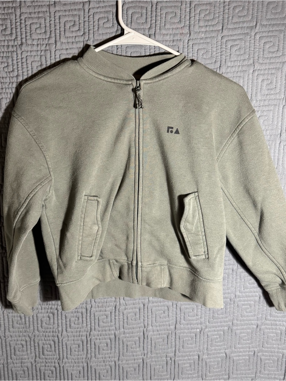 Free Assembly Jacket Boys Medium 8 Green Full Zip Cotton Blend